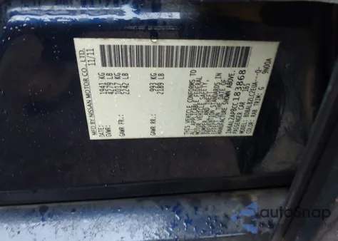 2012 Nissan Altima 2.5 S z USA, uszkodzony, nr VIN 1N4AL2AP8CC183868